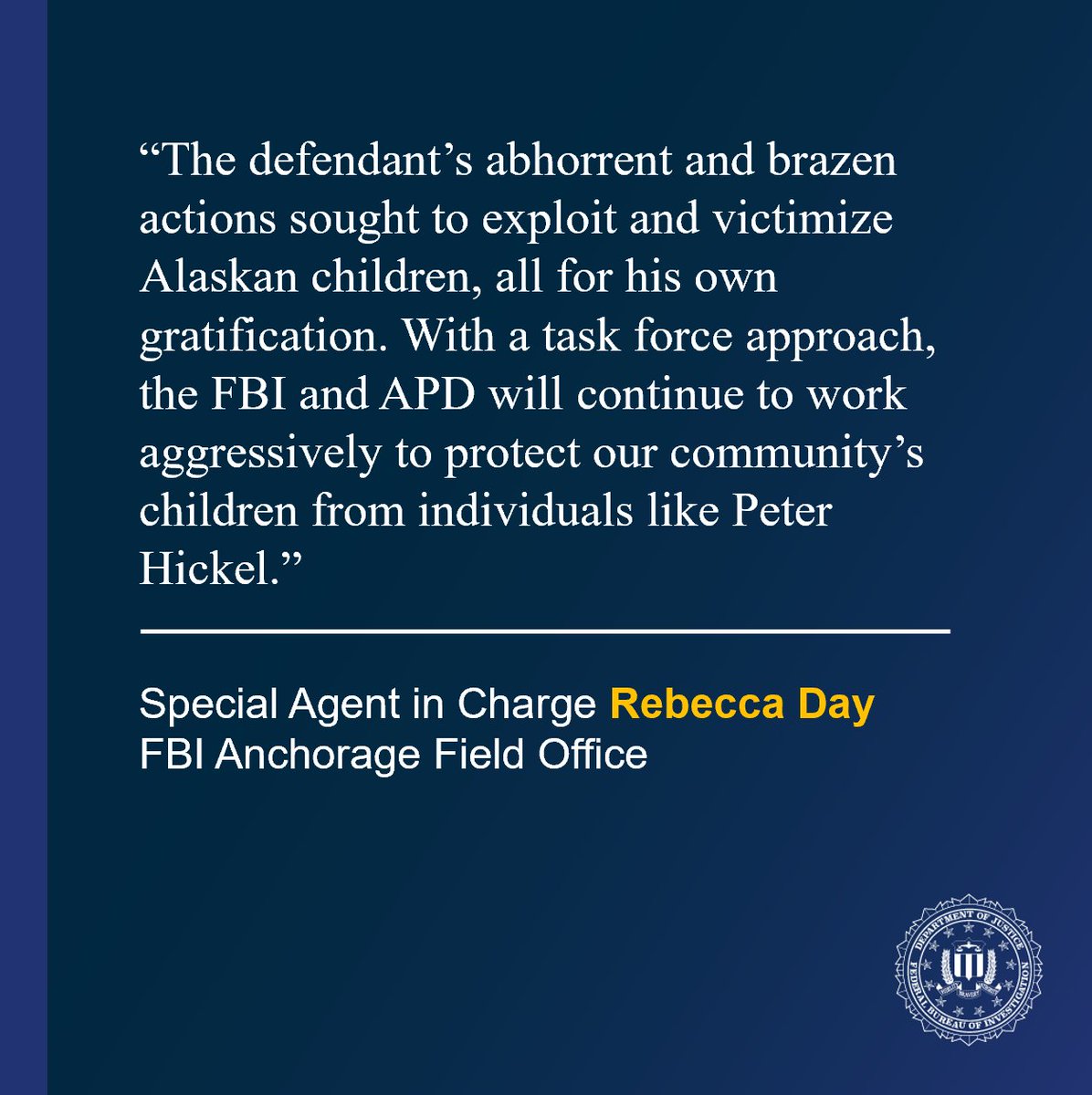 Following an FBI and @AnchoragePolice investigation, an Anchorage man was sentenced to 10 years in prison for attempting to entice a minor to engage in illegal sexual activity. 