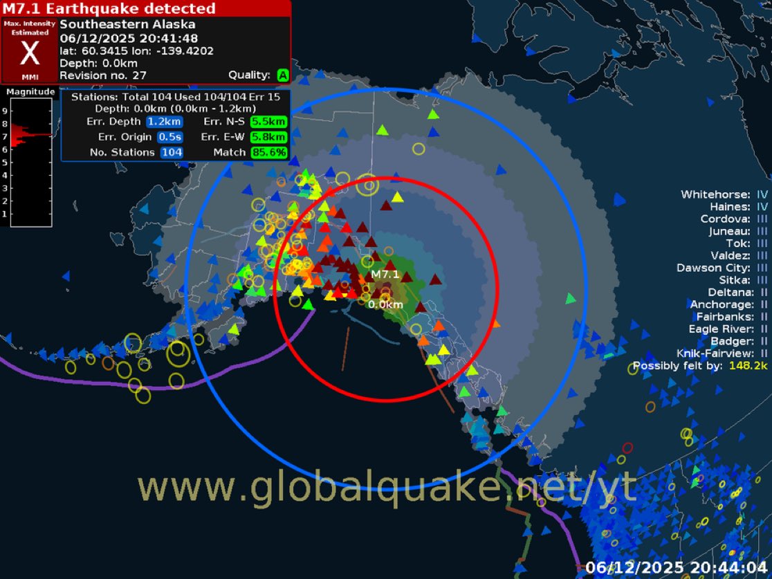 Magnitude 7.1 earthquake hits the Alaska-Canada border, according to preliminary data